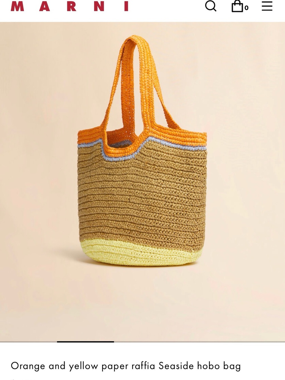 Marni Handwoven Straw Tote in Brown, Orange & Yellow - Picture 2 of 6